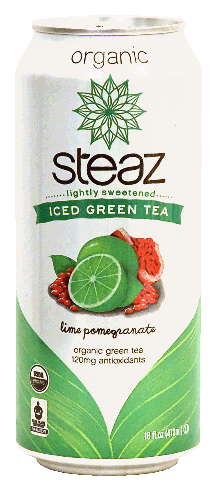 steaz organic iced green tea, lime pomegranate flavor Full-Size Picture